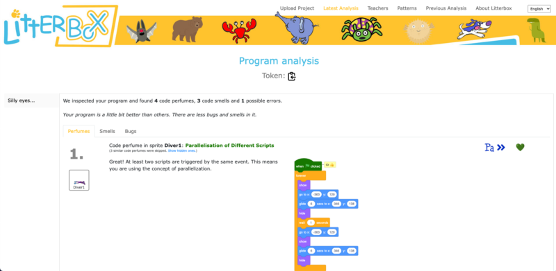 A screenshot from the LitterBox tool.